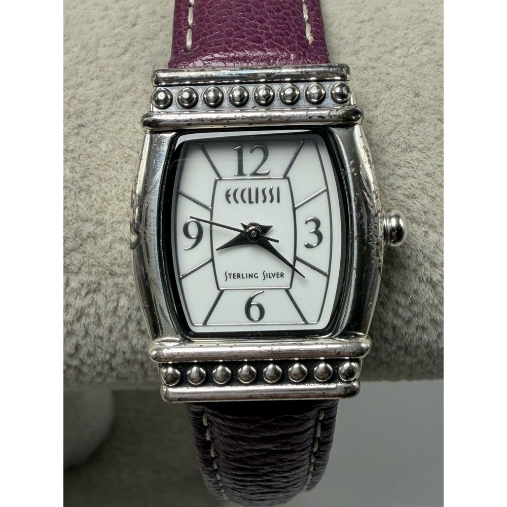 Ecclissi 23520 New Battery Sterling Silver 925 Ladies Watch 21MM 7.25" Leather